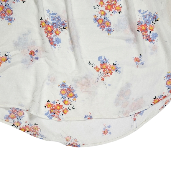 Lucky Brand Floral Print Blouse Size Large V-Neck 3/4 Sleeve Boho Peasant Fairy - Picture 9 of 16